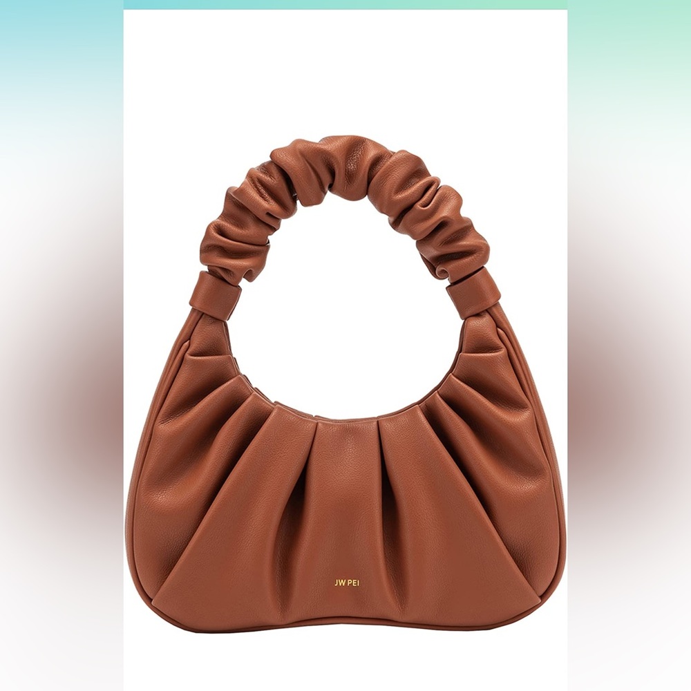 JW PEI Brown Ruched Top-Handle Shoulder Bag